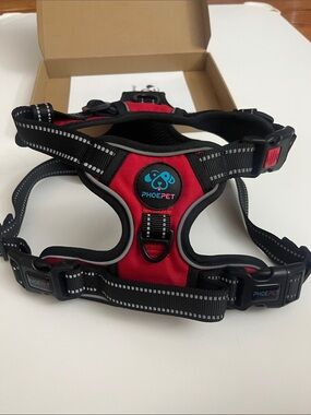 Reflective Red Padded Dog Harness with Secure Buckles